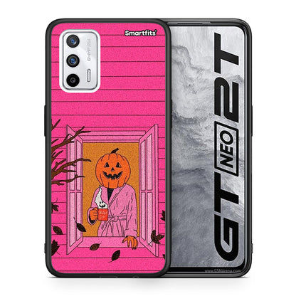 Θήκη Realme GT Halloween Pumpkin Lady από τη Smartfits με σχέδιο στο πίσω μέρος και μαύρο περίβλημα | Realme GT Halloween Pumpkin Lady case with colorful back and black bezels