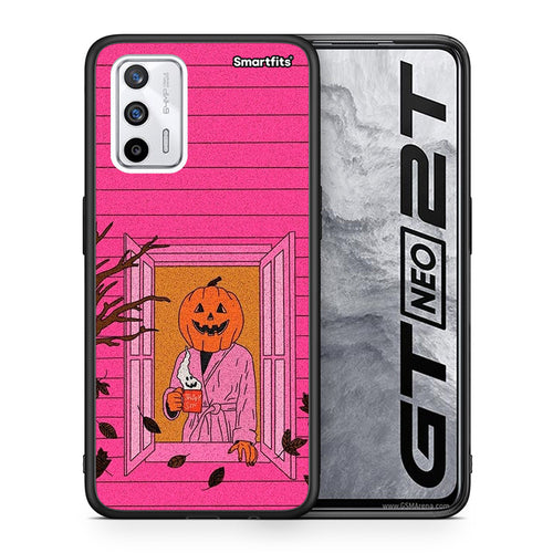 Θήκη Realme GT Halloween Pumpkin Lady από τη Smartfits με σχέδιο στο πίσω μέρος και μαύρο περίβλημα | Realme GT Halloween Pumpkin Lady case with colorful back and black bezels