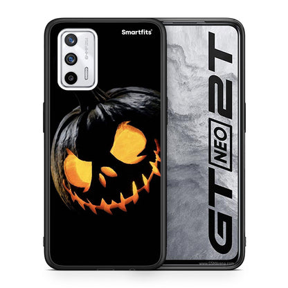Θήκη Realme GT Halloween Scary Pumpkin από τη Smartfits με σχέδιο στο πίσω μέρος και μαύρο περίβλημα | Realme GT Halloween Scary Pumpkin case with colorful back and black bezels