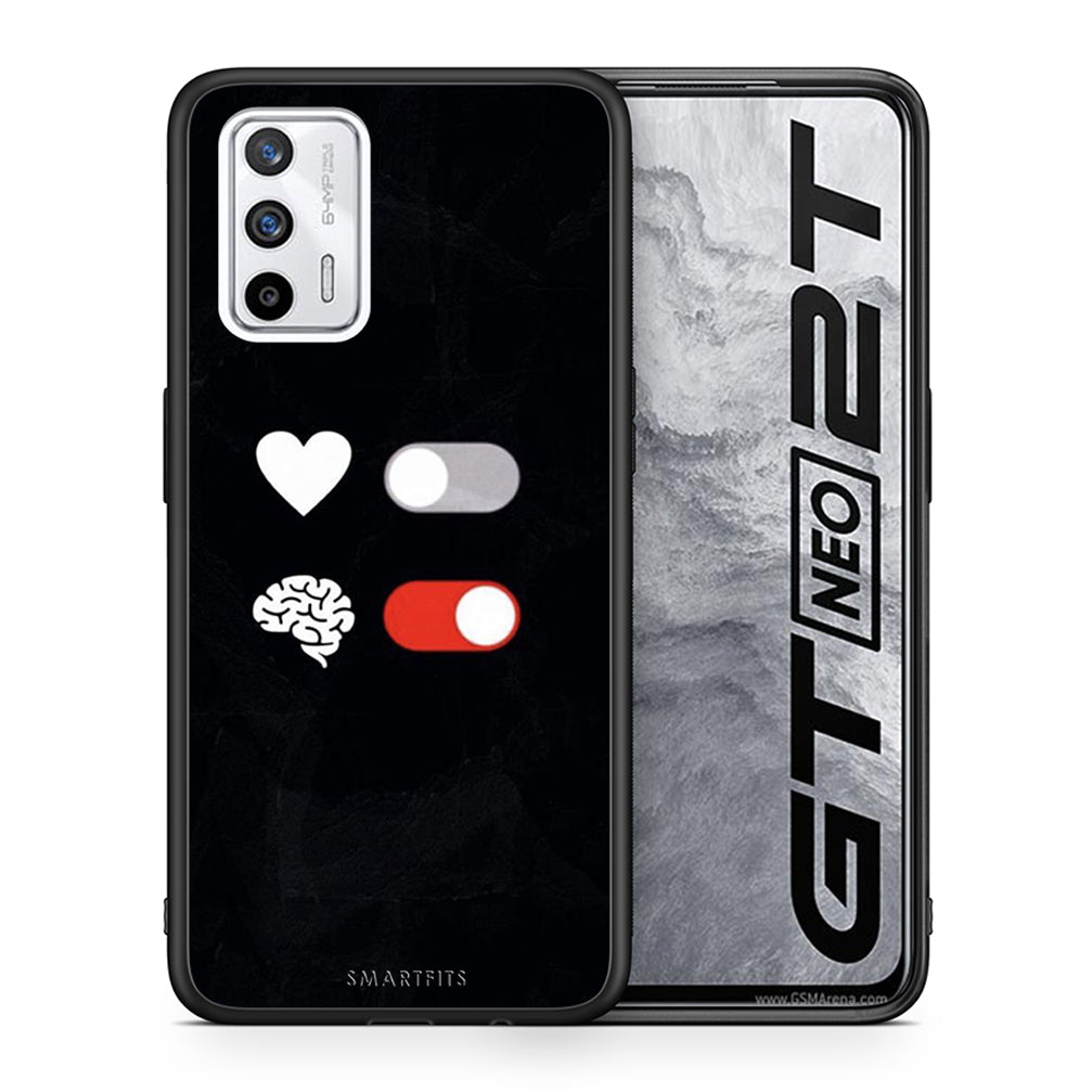Θήκη Αγίου Βαλεντίνου Realme GT Heart Vs Brain από τη Smartfits με σχέδιο στο πίσω μέρος και μαύρο περίβλημα | Realme GT Heart Vs Brain case with colorful back and black bezels