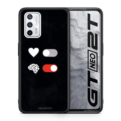 Θήκη Αγίου Βαλεντίνου Realme GT Heart Vs Brain από τη Smartfits με σχέδιο στο πίσω μέρος και μαύρο περίβλημα | Realme GT Heart Vs Brain case with colorful back and black bezels