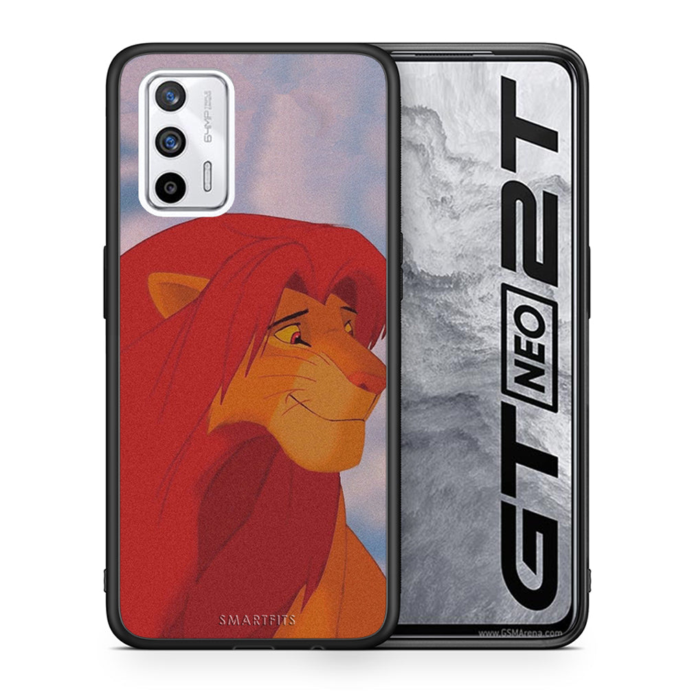 Θήκη Αγίου Βαλεντίνου Realme GT Lion Love 1 από τη Smartfits με σχέδιο στο πίσω μέρος και μαύρο περίβλημα | Realme GT Lion Love 1 case with colorful back and black bezels