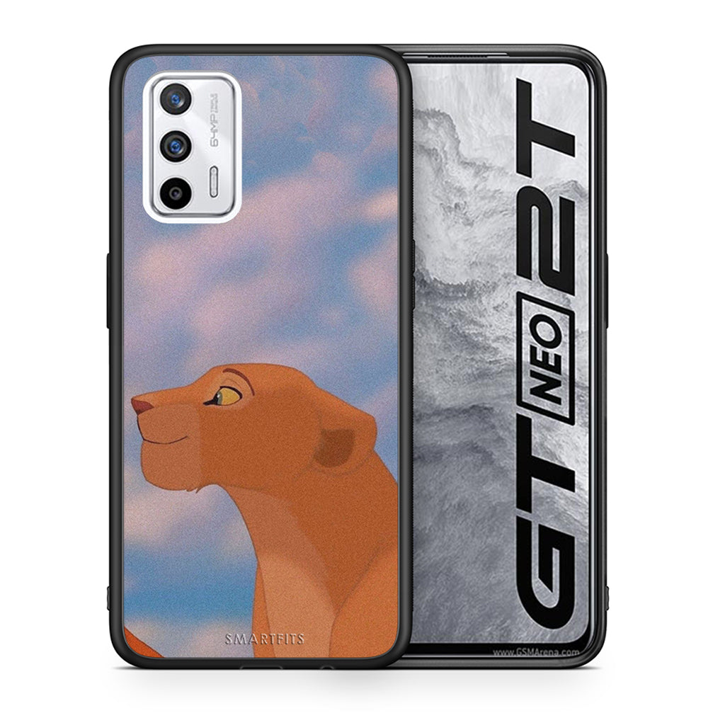 Θήκη Αγίου Βαλεντίνου Realme GT Lion Love 2 από τη Smartfits με σχέδιο στο πίσω μέρος και μαύρο περίβλημα | Realme GT Lion Love 2 case with colorful back and black bezels