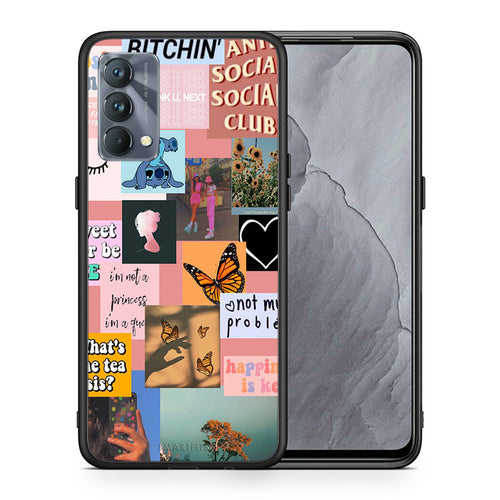 Θήκη Αγίου Βαλεντίνου Realme GT Master Collage Bitchin από τη Smartfits με σχέδιο στο πίσω μέρος και μαύρο περίβλημα | Realme GT Master Collage Bitchin case with colorful back and black bezels