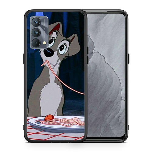 Θήκη Αγίου Βαλεντίνου Realme GT Master Lady And Tramp 1 από τη Smartfits με σχέδιο στο πίσω μέρος και μαύρο περίβλημα | Realme GT Master Lady And Tramp 1 case with colorful back and black bezels