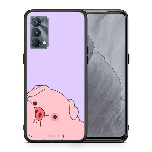 Θήκη Αγίου Βαλεντίνου Realme GT Master Pig Love 2 από τη Smartfits με σχέδιο στο πίσω μέρος και μαύρο περίβλημα | Realme GT Master Pig Love 2 case with colorful back and black bezels