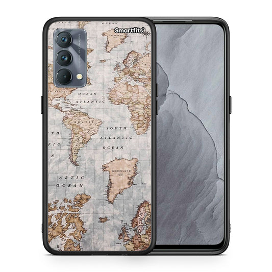Θήκη Realme GT Master World Map από τη Smartfits με σχέδιο στο πίσω μέρος και μαύρο περίβλημα | Realme GT Master World Map case with colorful back and black bezels