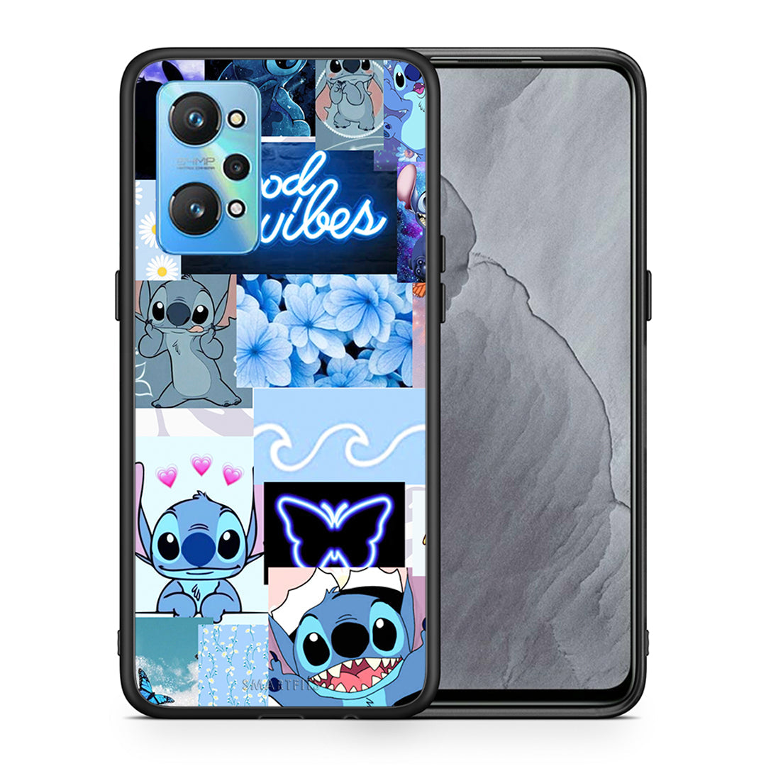Θήκη Αγίου Βαλεντίνου Realme GT Neo 2 Collage Good Vibes από τη Smartfits με σχέδιο στο πίσω μέρος και μαύρο περίβλημα | Realme GT Neo 2 Collage Good Vibes case with colorful back and black bezels