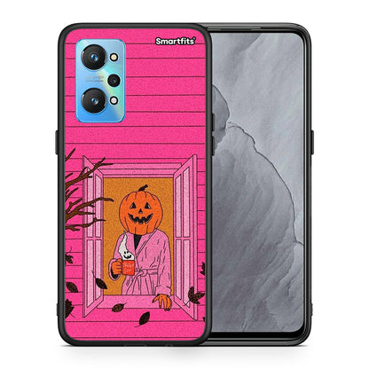 Θήκη Realme GT Neo 2 Halloween Pumpkin Lady από τη Smartfits με σχέδιο στο πίσω μέρος και μαύρο περίβλημα | Realme GT Neo 2 Halloween Pumpkin Lady case with colorful back and black bezels