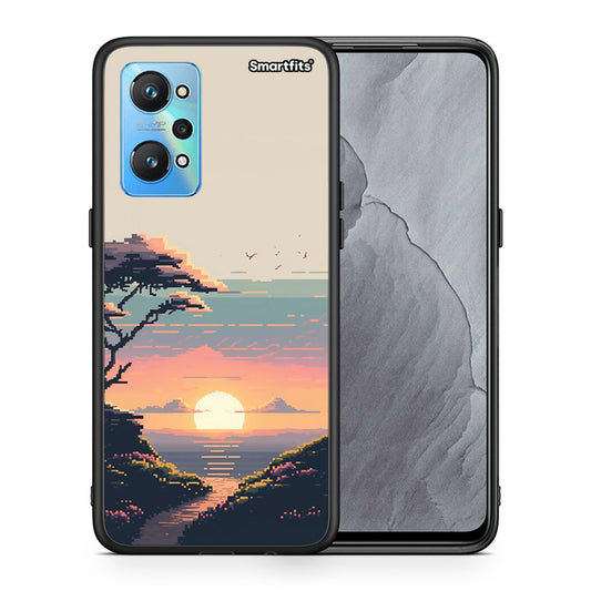 Θήκη Realme GT Neo 2 Pixel Sunset από τη Smartfits με σχέδιο στο πίσω μέρος και μαύρο περίβλημα | Realme GT Neo 2 Pixel Sunset case with colorful back and black bezels