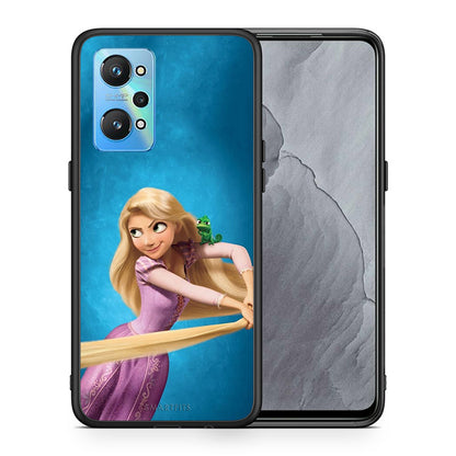 Θήκη Αγίου Βαλεντίνου Realme GT Neo 2 Tangled 2 από τη Smartfits με σχέδιο στο πίσω μέρος και μαύρο περίβλημα | Realme GT Neo 2 Tangled 2 case with colorful back and black bezels