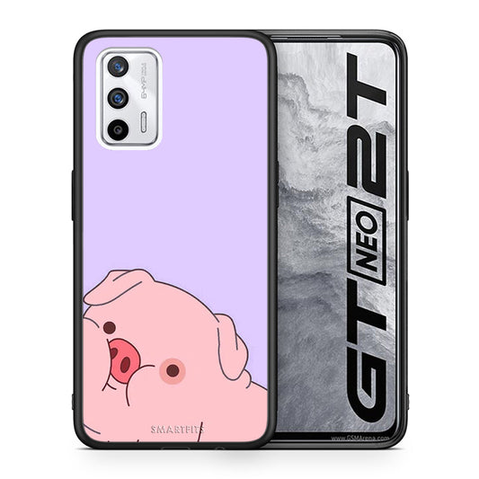 Θήκη Αγίου Βαλεντίνου Realme GT Pig Love 2 από τη Smartfits με σχέδιο στο πίσω μέρος και μαύρο περίβλημα | Realme GT Pig Love 2 case with colorful back and black bezels