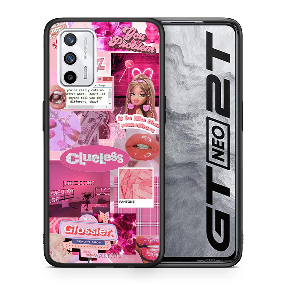 Θήκη Αγίου Βαλεντίνου Realme GT Pink Love από τη Smartfits με σχέδιο στο πίσω μέρος και μαύρο περίβλημα | Realme GT Pink Love case with colorful back and black bezels