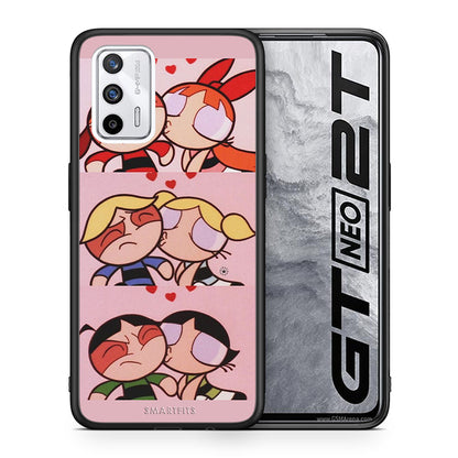 Θήκη Αγίου Βαλεντίνου Realme GT Puff Love από τη Smartfits με σχέδιο στο πίσω μέρος και μαύρο περίβλημα | Realme GT Puff Love case with colorful back and black bezels
