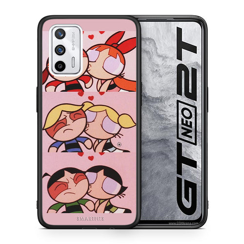 Θήκη Αγίου Βαλεντίνου Realme GT Puff Love από τη Smartfits με σχέδιο στο πίσω μέρος και μαύρο περίβλημα | Realme GT Puff Love case with colorful back and black bezels