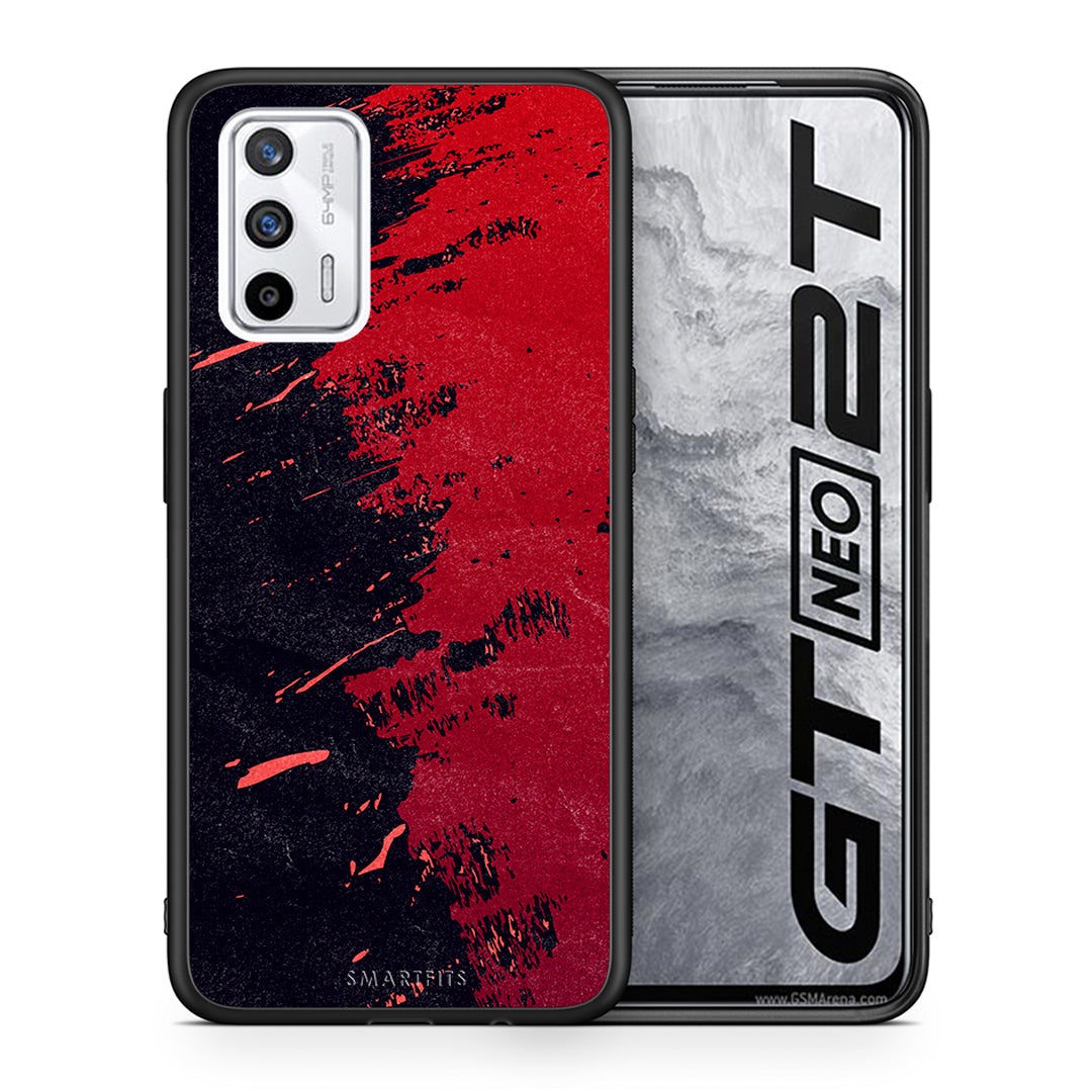 Θήκη Αγίου Βαλεντίνου Realme GT Red Paint από τη Smartfits με σχέδιο στο πίσω μέρος και μαύρο περίβλημα | Realme GT Red Paint case with colorful back and black bezels