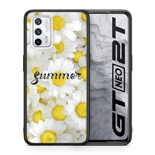 Θήκη Realme GT Summer Daisies από τη Smartfits με σχέδιο στο πίσω μέρος και μαύρο περίβλημα | Realme GT Summer Daisies case with colorful back and black bezels