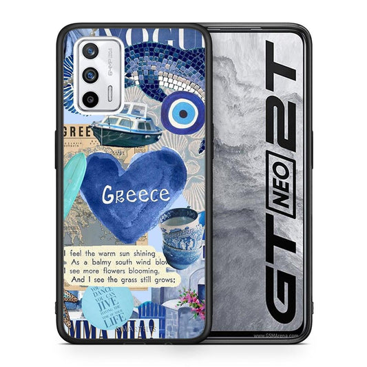 Θήκη Realme GT Summer In Greece από τη Smartfits με σχέδιο στο πίσω μέρος και μαύρο περίβλημα | Realme GT Summer In Greece case with colorful back and black bezels