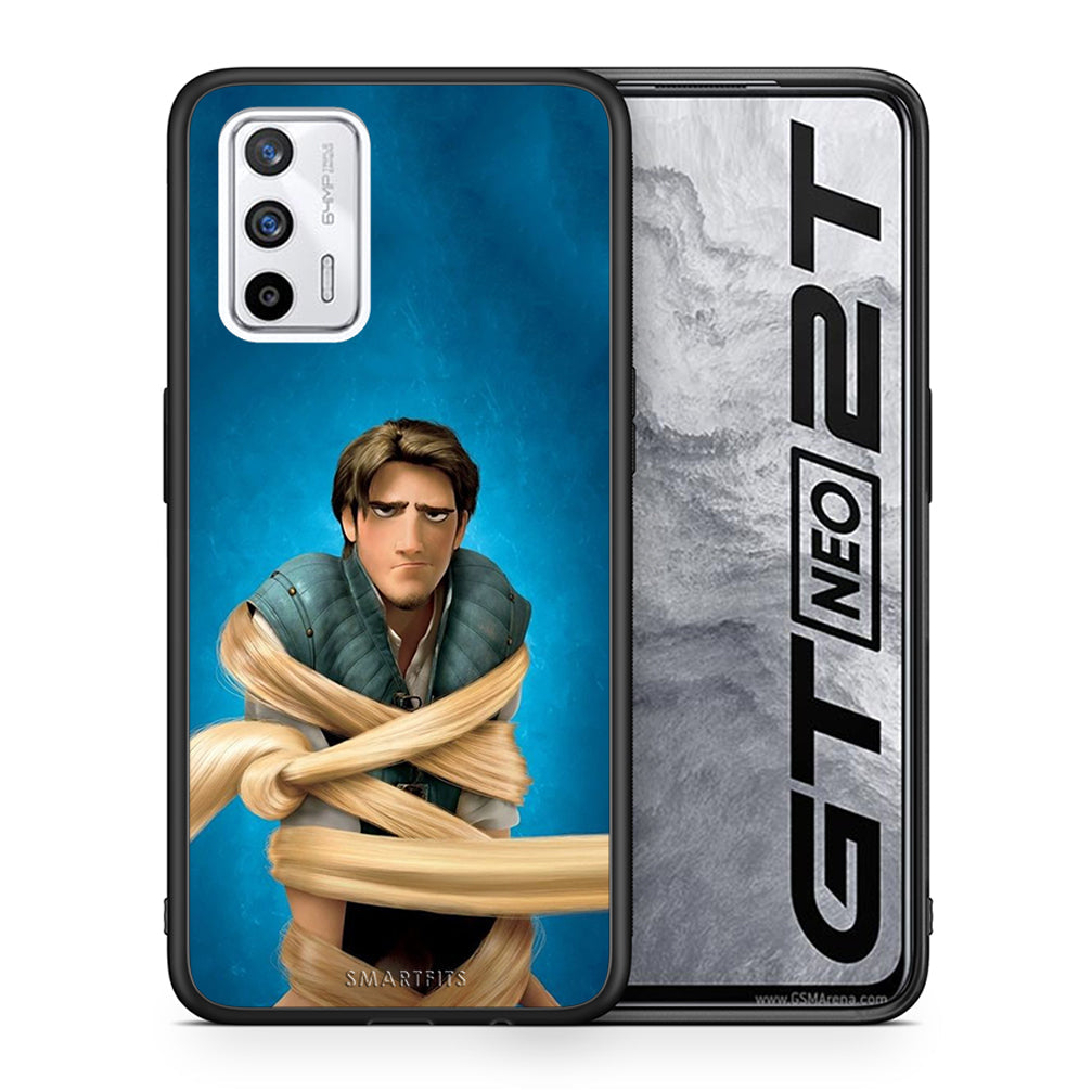 Θήκη Αγίου Βαλεντίνου Realme GT Tangled 1 από τη Smartfits με σχέδιο στο πίσω μέρος και μαύρο περίβλημα | Realme GT Tangled 1 case with colorful back and black bezels