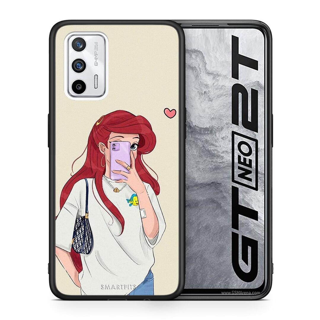 Θήκη Realme GT Walking Mermaid από τη Smartfits με σχέδιο στο πίσω μέρος και μαύρο περίβλημα | Realme GT Walking Mermaid case with colorful back and black bezels