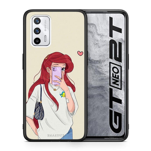 Θήκη Realme GT Walking Mermaid από τη Smartfits με σχέδιο στο πίσω μέρος και μαύρο περίβλημα | Realme GT Walking Mermaid case with colorful back and black bezels
