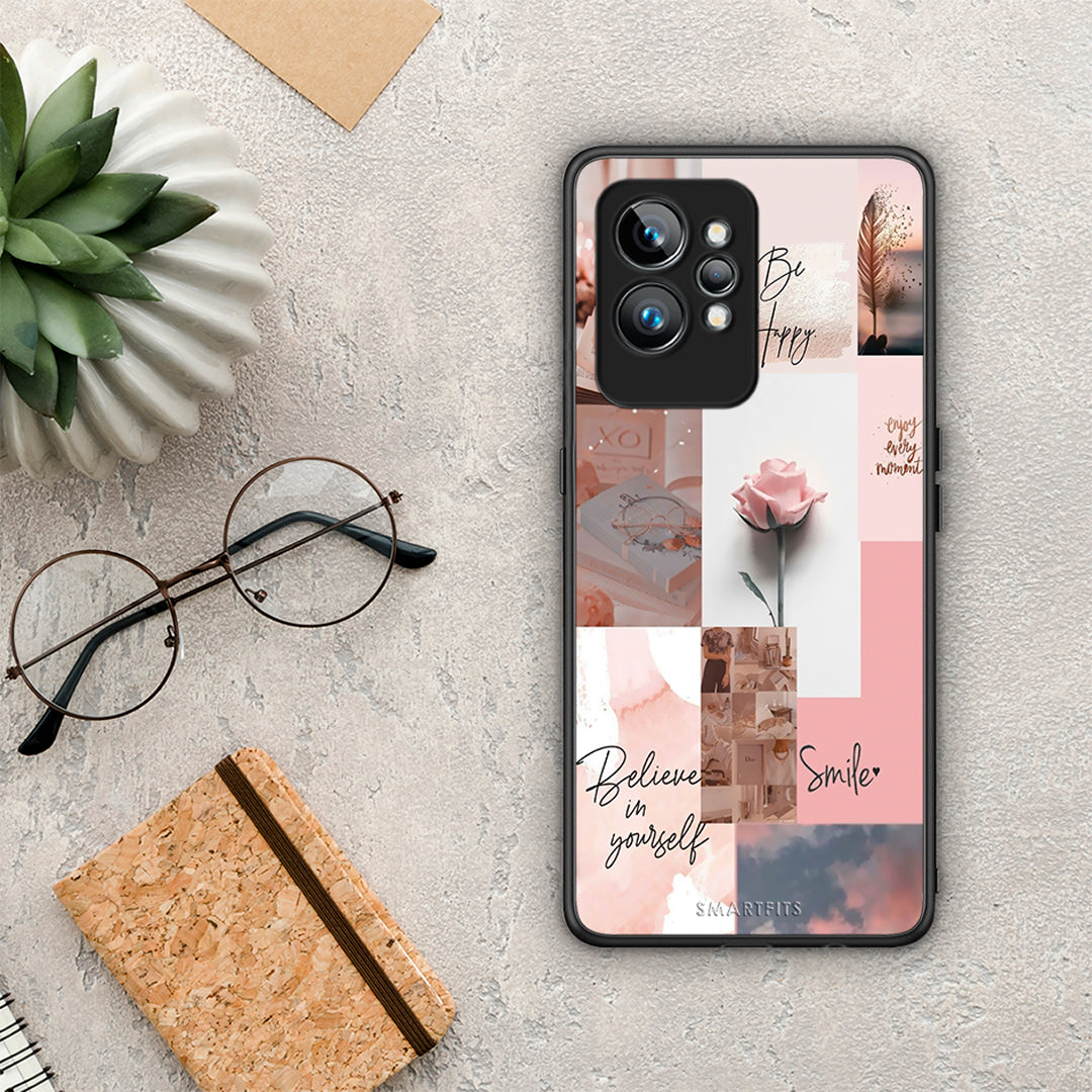 Θήκη Realme GT2 Aesthetic Collage από τη Smartfits με σχέδιο στο πίσω μέρος και μαύρο περίβλημα | Realme GT2 Aesthetic Collage Case with Colorful Back and Black Bezels