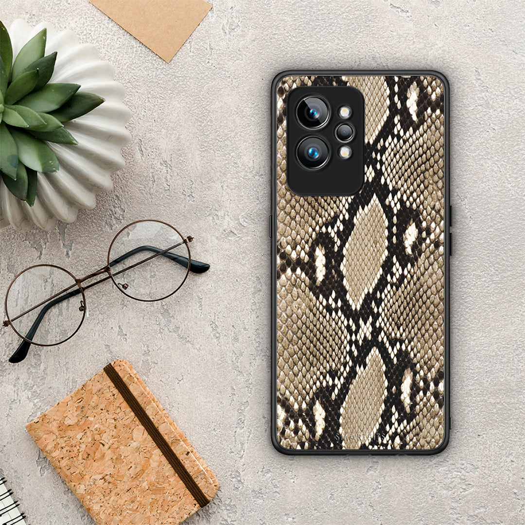 Θήκη Realme GT2 Animal Fashion Snake από τη Smartfits με σχέδιο στο πίσω μέρος και μαύρο περίβλημα | Realme GT2 Animal Fashion Snake Case with Colorful Back and Black Bezels