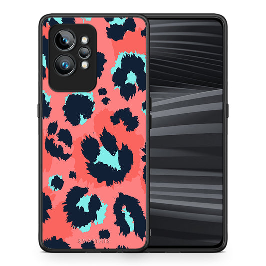 Θήκη Realme GT2 Animal Pink Leopard από τη Smartfits με σχέδιο στο πίσω μέρος και μαύρο περίβλημα | Realme GT2 Animal Pink Leopard Case with Colorful Back and Black Bezels