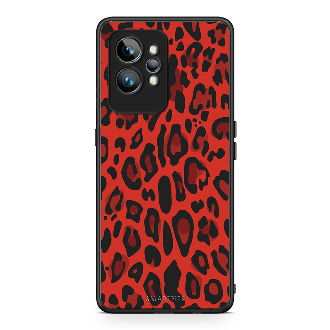 Θήκη Realme GT2 Animal Red Leopard από τη Smartfits με σχέδιο στο πίσω μέρος και μαύρο περίβλημα | Realme GT2 Animal Red Leopard Case with Colorful Back and Black Bezels