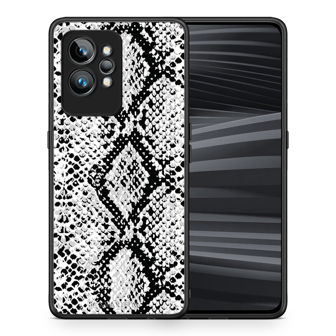 Θήκη Realme GT2 Animal White Snake από τη Smartfits με σχέδιο στο πίσω μέρος και μαύρο περίβλημα | Realme GT2 Animal White Snake Case with Colorful Back and Black Bezels