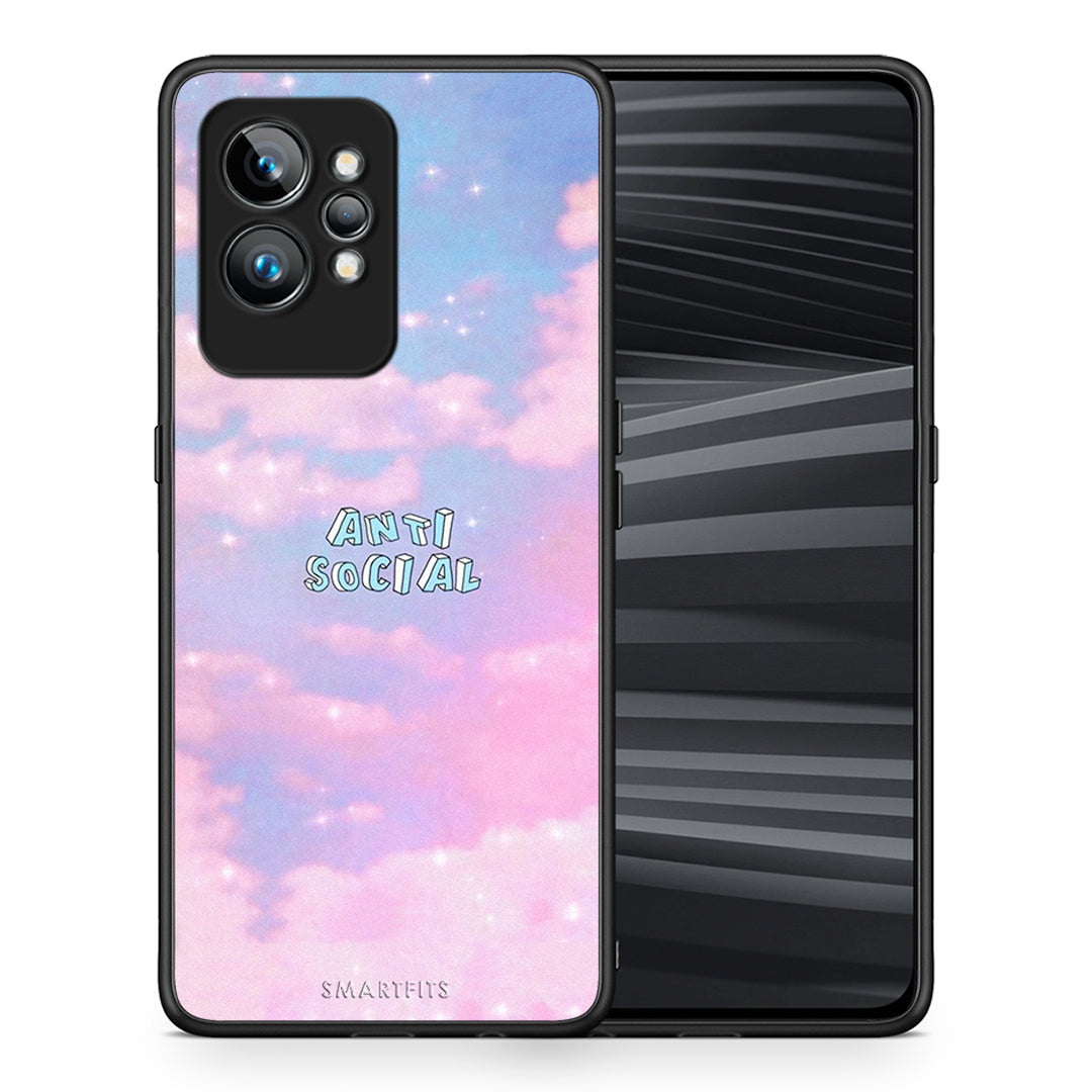 Θήκη Realme GT2 Anti Social από τη Smartfits με σχέδιο στο πίσω μέρος και μαύρο περίβλημα | Realme GT2 Anti Social Case with Colorful Back and Black Bezels