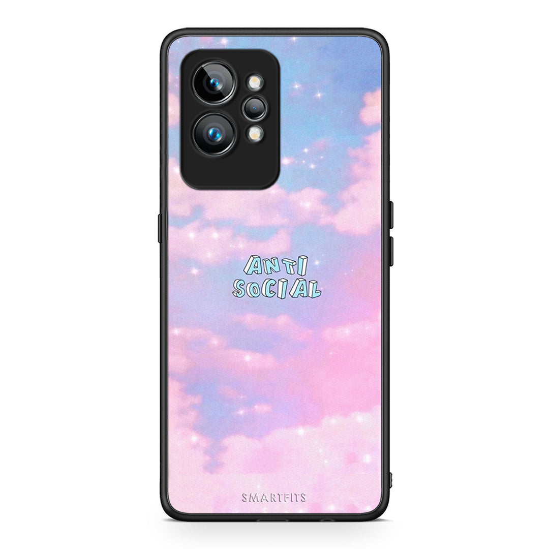 Θήκη Realme GT2 Anti Social από τη Smartfits με σχέδιο στο πίσω μέρος και μαύρο περίβλημα | Realme GT2 Anti Social Case with Colorful Back and Black Bezels