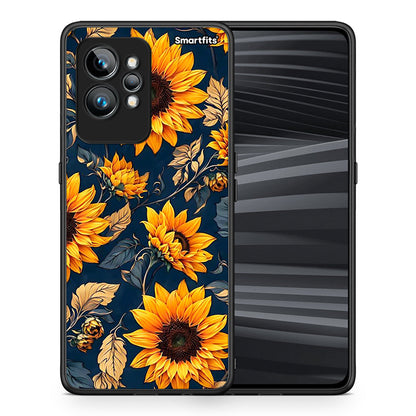 Θήκη Realme GT2 Autumn Sunflowers από τη Smartfits με σχέδιο στο πίσω μέρος και μαύρο περίβλημα | Realme GT2 Autumn Sunflowers Case with Colorful Back and Black Bezels