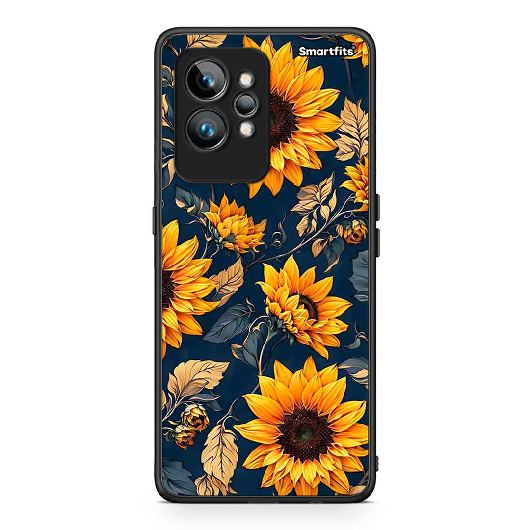 Θήκη Realme GT2 Autumn Sunflowers από τη Smartfits με σχέδιο στο πίσω μέρος και μαύρο περίβλημα | Realme GT2 Autumn Sunflowers Case with Colorful Back and Black Bezels
