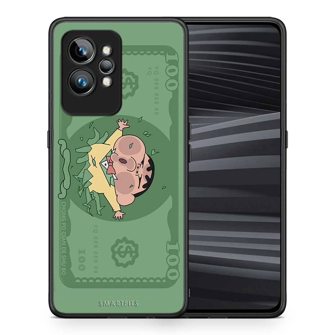 Θήκη Realme GT2 Big Money από τη Smartfits με σχέδιο στο πίσω μέρος και μαύρο περίβλημα | Realme GT2 Big Money Case with Colorful Back and Black Bezels