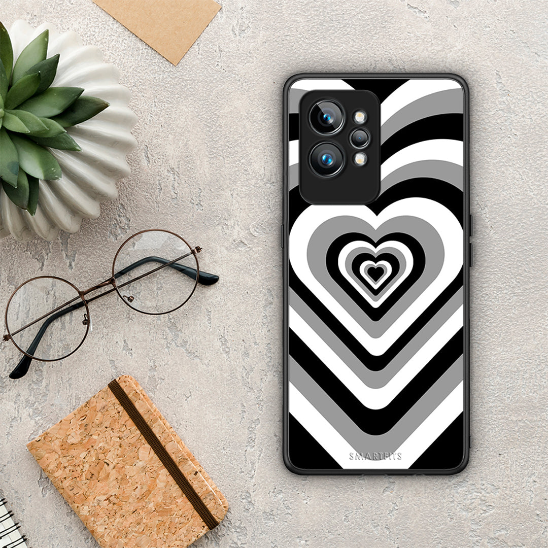 Θήκη Realme GT2 Black Hearts από τη Smartfits με σχέδιο στο πίσω μέρος και μαύρο περίβλημα | Realme GT2 Black Hearts Case with Colorful Back and Black Bezels