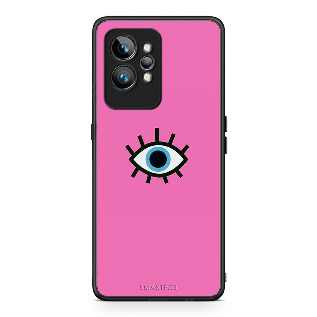 Θήκη Realme GT2 Blue Eye Pink από τη Smartfits με σχέδιο στο πίσω μέρος και μαύρο περίβλημα | Realme GT2 Blue Eye Pink Case with Colorful Back and Black Bezels