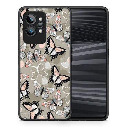 Θήκη Realme GT2 Boho Butterflies από τη Smartfits με σχέδιο στο πίσω μέρος και μαύρο περίβλημα | Realme GT2 Boho Butterflies Case with Colorful Back and Black Bezels