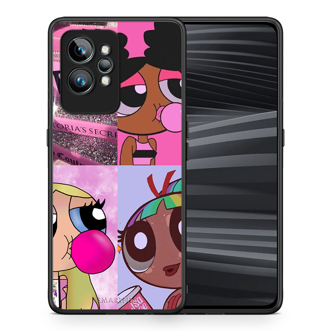 Θήκη Realme GT2 Bubble Girls από τη Smartfits με σχέδιο στο πίσω μέρος και μαύρο περίβλημα | Realme GT2 Bubble Girls Case with Colorful Back and Black Bezels