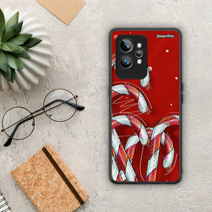 Θήκη Realme GT2 Candy Cane από τη Smartfits με σχέδιο στο πίσω μέρος και μαύρο περίβλημα | Realme GT2 Candy Cane Case with Colorful Back and Black Bezels