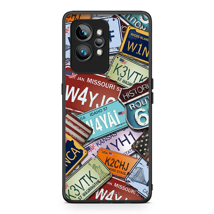 Θήκη Realme GT2 Car Plates από τη Smartfits με σχέδιο στο πίσω μέρος και μαύρο περίβλημα | Realme GT2 Car Plates Case with Colorful Back and Black Bezels