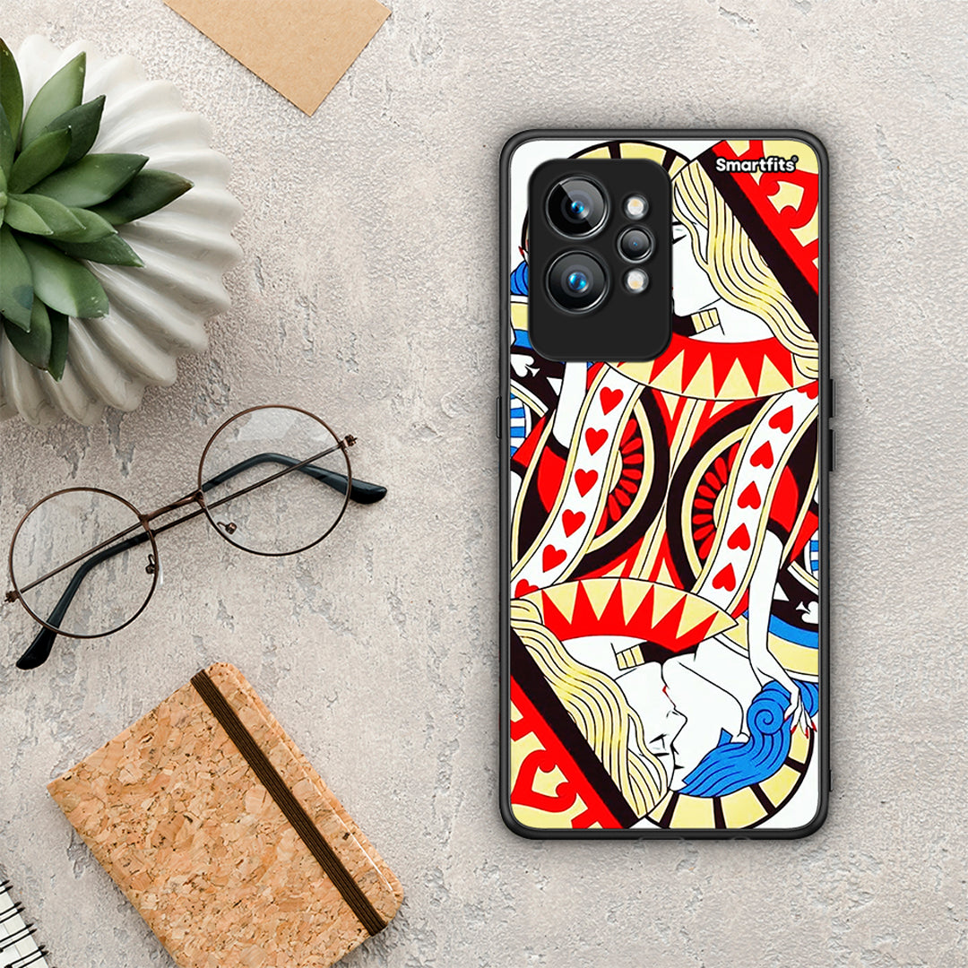 Θήκη Realme GT2 Card Love από τη Smartfits με σχέδιο στο πίσω μέρος και μαύρο περίβλημα | Realme GT2 Card Love Case with Colorful Back and Black Bezels