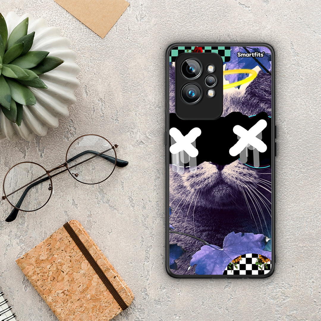 Θήκη Realme GT2 Cat Collage από τη Smartfits με σχέδιο στο πίσω μέρος και μαύρο περίβλημα | Realme GT2 Cat Collage Case with Colorful Back and Black Bezels