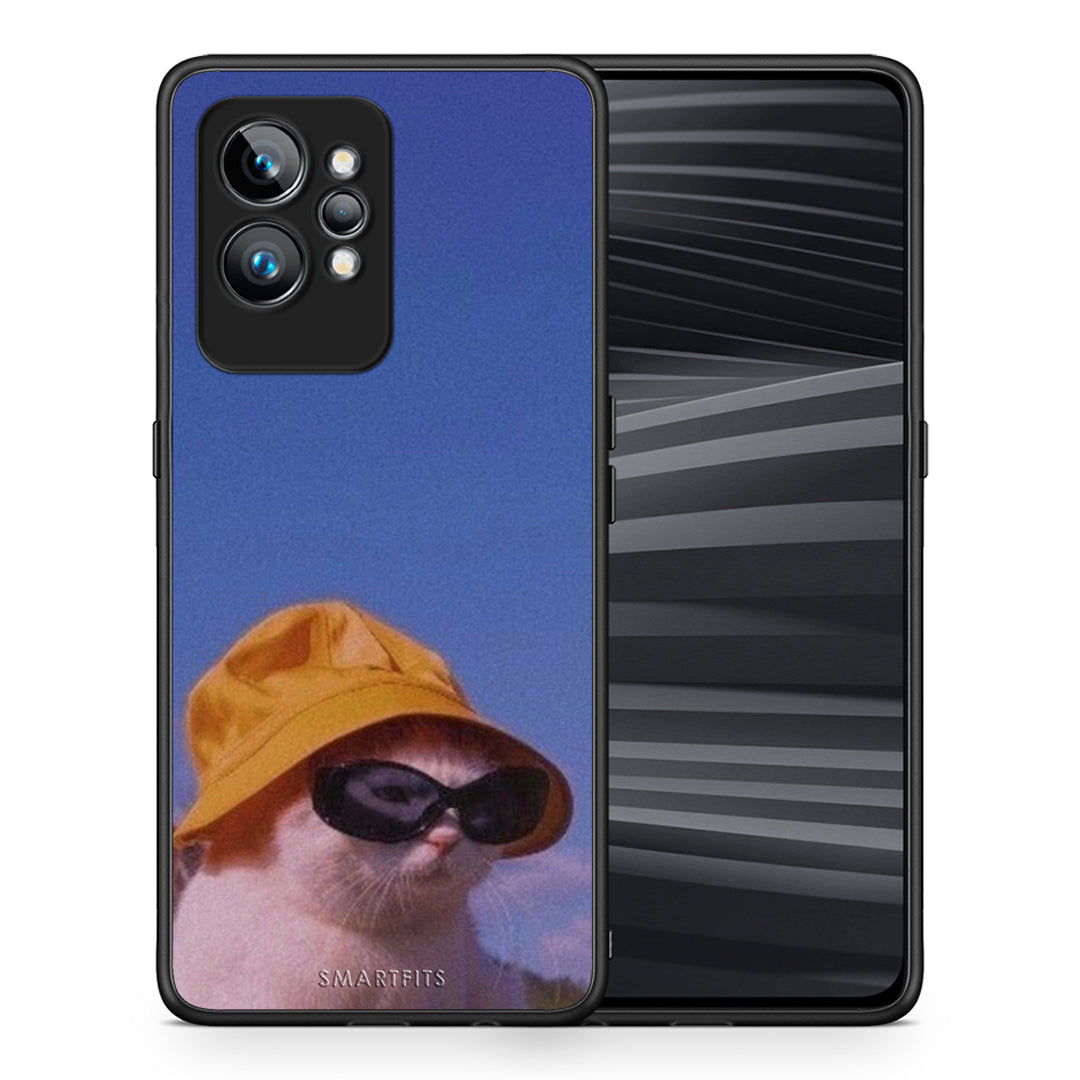 Θήκη Realme GT2 Pro Cat Diva από τη Smartfits με σχέδιο στο πίσω μέρος και μαύρο περίβλημα | Realme GT2 Pro Cat Diva Case with Colorful Back and Black Bezels