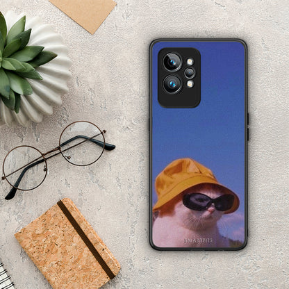 Θήκη Realme GT2 Cat Diva από τη Smartfits με σχέδιο στο πίσω μέρος και μαύρο περίβλημα | Realme GT2 Cat Diva Case with Colorful Back and Black Bezels