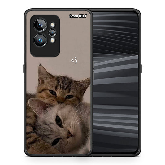 Θήκη Realme GT2 Cats In Love από τη Smartfits με σχέδιο στο πίσω μέρος και μαύρο περίβλημα | Realme GT2 Cats In Love Case with Colorful Back and Black Bezels