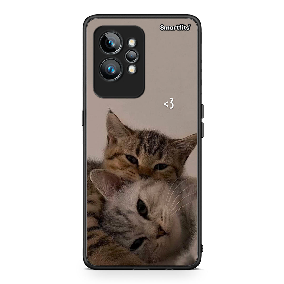 Θήκη Realme GT2 Cats In Love από τη Smartfits με σχέδιο στο πίσω μέρος και μαύρο περίβλημα | Realme GT2 Cats In Love Case with Colorful Back and Black Bezels