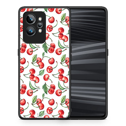 Θήκη Realme GT2 Cherry Summer από τη Smartfits με σχέδιο στο πίσω μέρος και μαύρο περίβλημα | Realme GT2 Cherry Summer Case with Colorful Back and Black Bezels