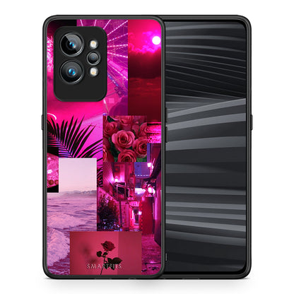 Θήκη Realme GT2 Collage Red Roses από τη Smartfits με σχέδιο στο πίσω μέρος και μαύρο περίβλημα | Realme GT2 Collage Red Roses Case with Colorful Back and Black Bezels