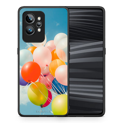 Θήκη Realme GT2 Pro Colorful Balloons από τη Smartfits με σχέδιο στο πίσω μέρος και μαύρο περίβλημα | Realme GT2 Pro Colorful Balloons Case with Colorful Back and Black Bezels